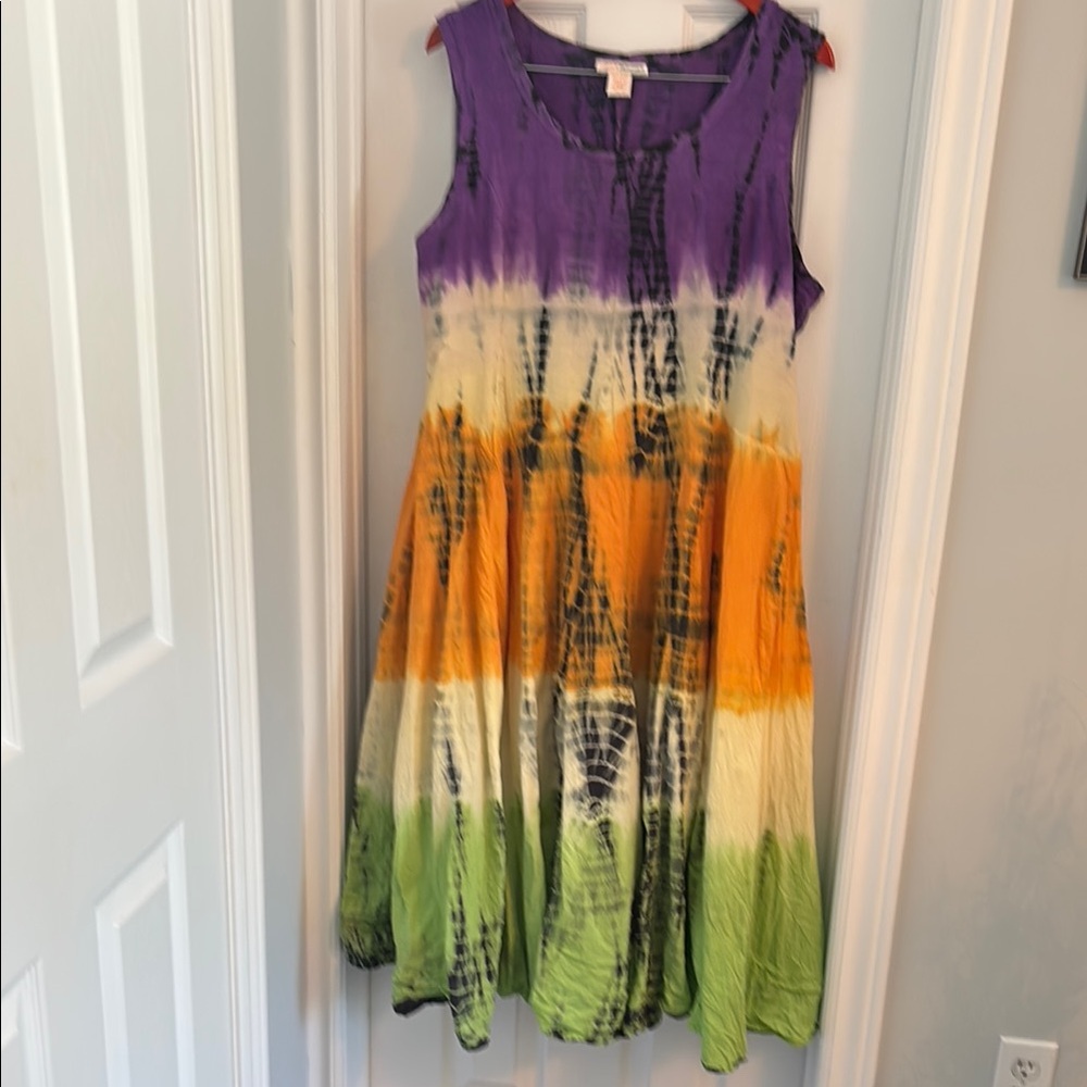 Tie-Dye Sleeveless Dress-XXL